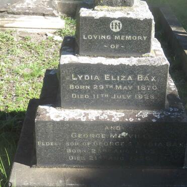 BAX Lydia Eliza 1870-1928 :: BAX George Melville 1903-1920