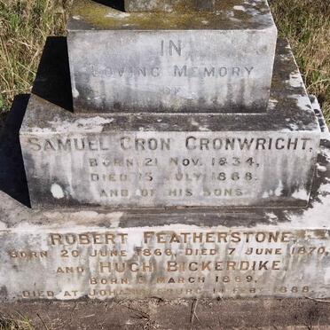 CRONWRIGHT Samuel Cron 1834-1888 :: CRONWRIGHT Robert Featherstone 1866-1870 :: CRONWRIGHT Hugh Bickerdike 1869-1888