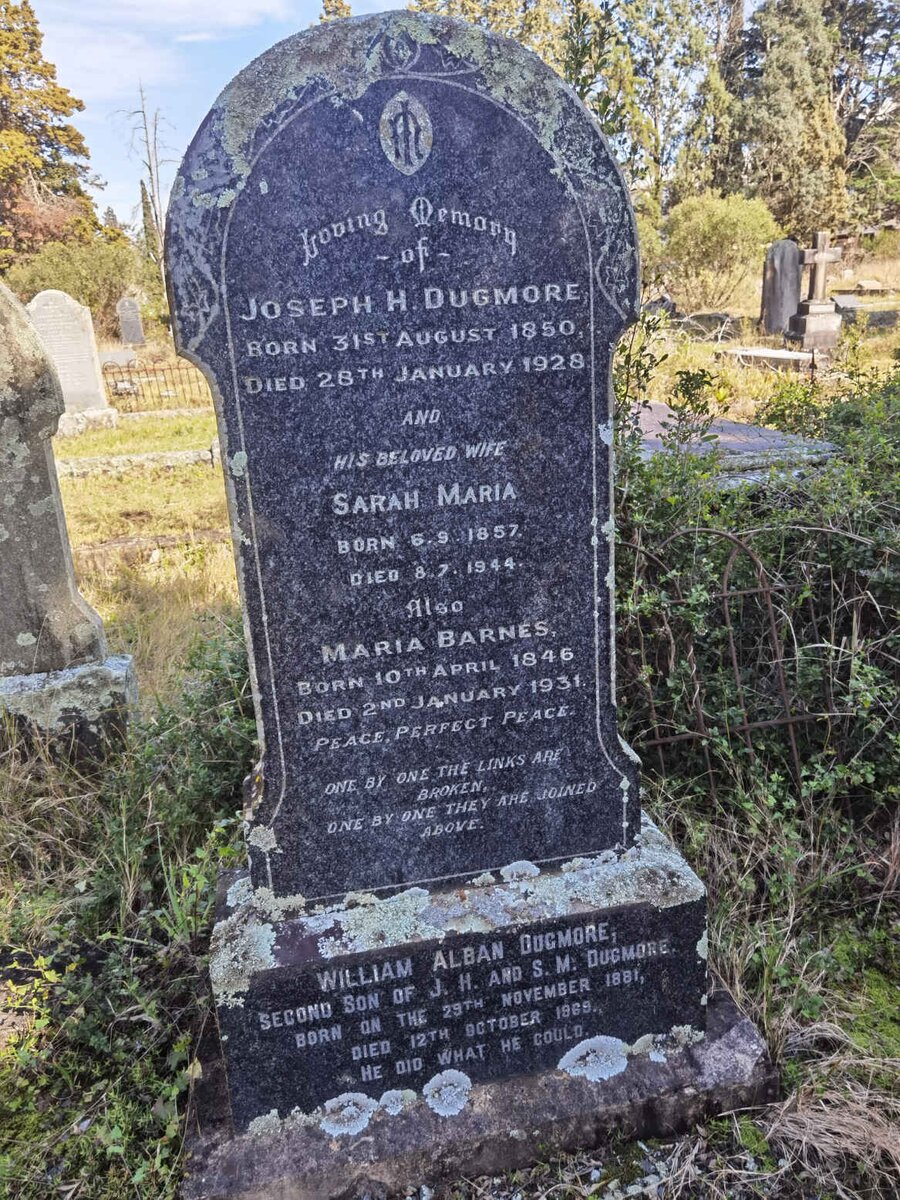 DUGMORE Joseph H. 1850-1928 &amp; Sarah Maria 1857-1944 :: BARNES Maria 1846-1931 :: DUGMORE William Alban 1881-1969