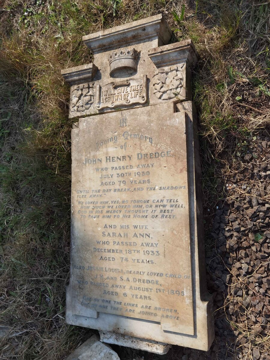 DREDGE John HENRY -1930 &amp; Sarah Ann -1933 :: DREDGE Jessie Louisa -1895