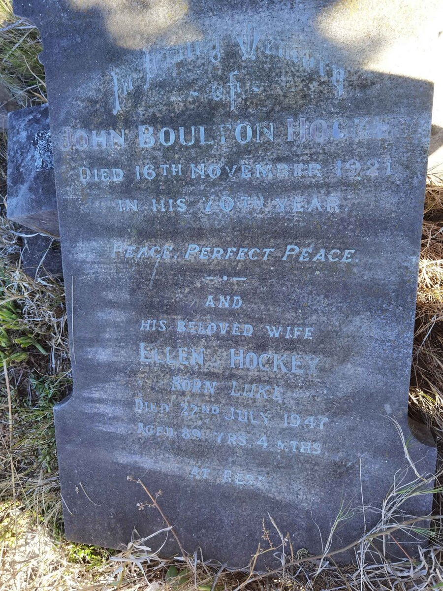 HOCKEY John Boulton -1921 &amp; Ellen LUKE -1947