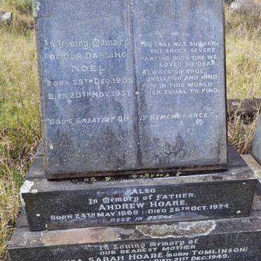 HOARE Andrew 1868-1924 & Louisa Sarah TOMLINSON 1868-1949 :: HOARE Noel 1905-1937