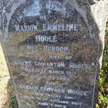 HOOLE Marion Emmiline nee PURDON -1911 :: HOOLE Gerald Clifford -1907