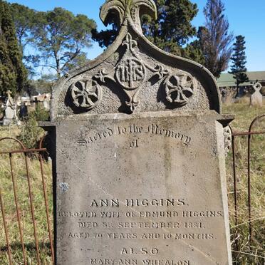 HIGGINS Ann -1881 :: WHEALON Mary-Ann -1877