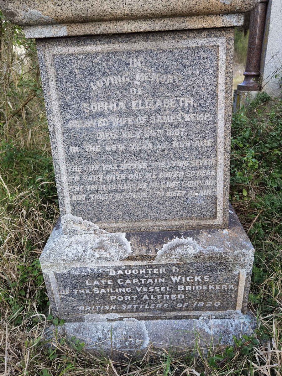 KEMP Sophia Elizabeth nee WICKS -1887