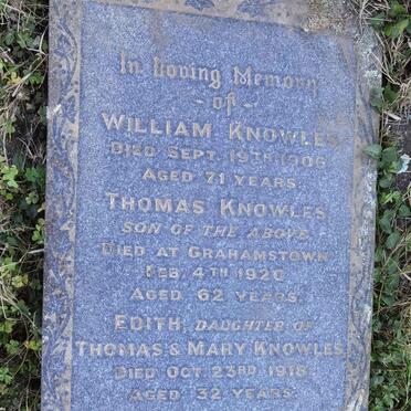 KNOWLES William -1906 :: KNOWLES Thomas -1920 & Mary 1859-1947 :: KNOWLES Edith -1918 