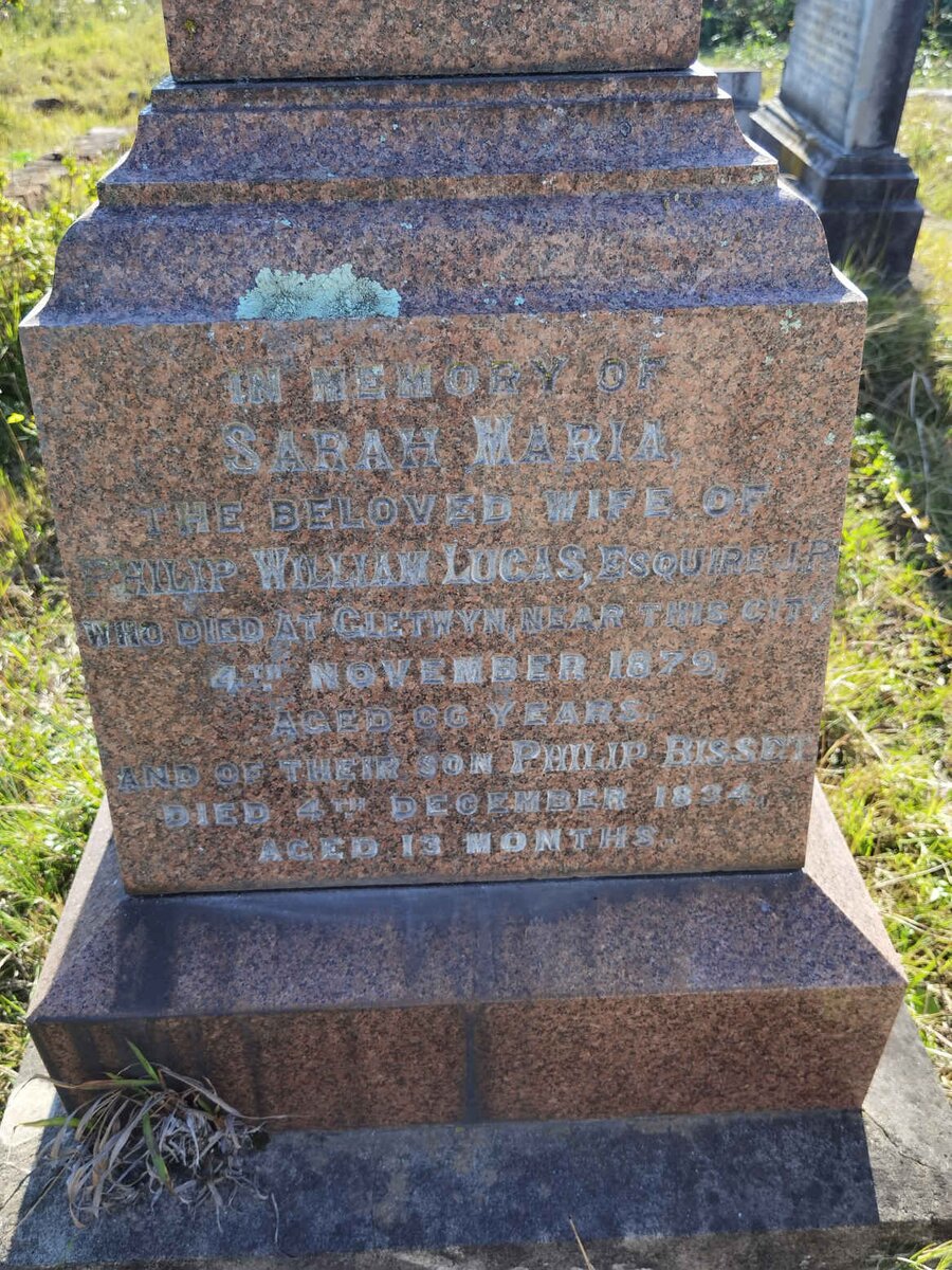 LUCAS Sarah Maria -1879 :: LUCAS Philip Bisset -1834