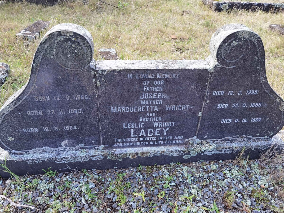 LACEY Joseph 1866-1933 &amp; Margueretta Wright 1883-1955 :: LACEY Leslie Wright 1904-1967
