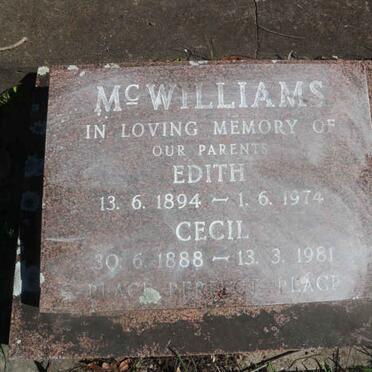 McWILLIAMS Cecil 1888-1981 &amp; Edith 1894-1974