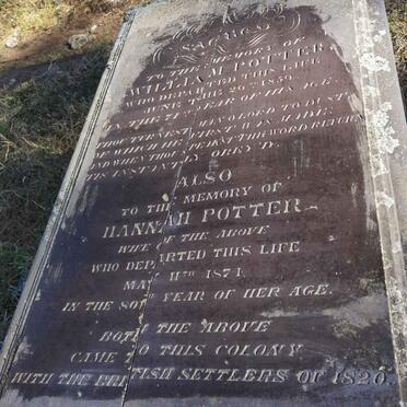 POTTER William -1859 &amp; Hannah -1871