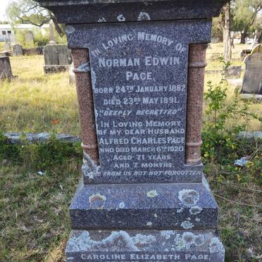 PAGE Alfred Charles -1920 & Caroline Elizabeth 1854-1936 :: PAGE Norman Edwin 1882-1891