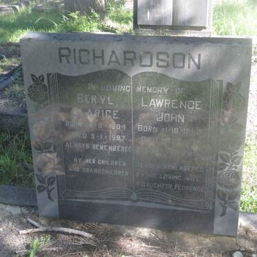 RICHARDSON Lawrence John 1888-1975 &amp; Beryl Clarice 1904-1987