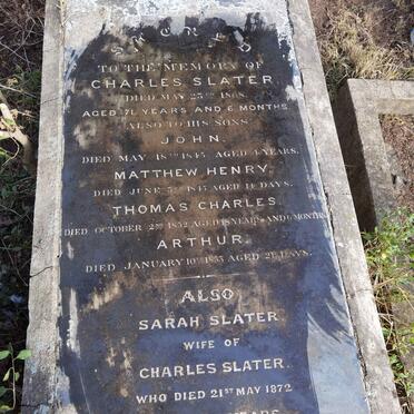 SLATER Charles -1868 &amp; Sarah -1872 - see more names