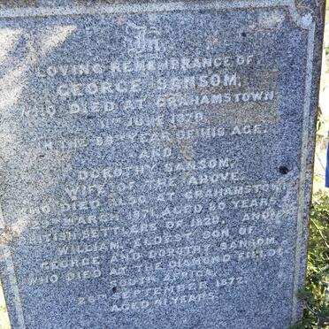 SANSOM George -1870 &amp; Dorothy -1871 :: SANSOM William -1872