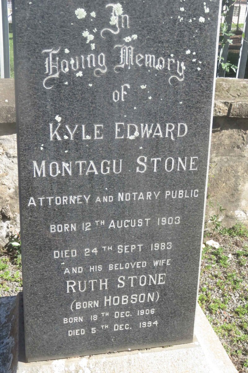 STONE Kyle Edward Montagu 1903-1983 &amp; Ruth HOBSON 1906-1994