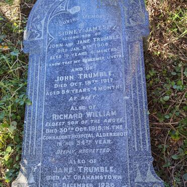 TRUMBLE Sidney James -1908 :: TRUMBLE John -1917 :: TRUMBLE Richard William -1918 :: TRUMBLE Jane -1926