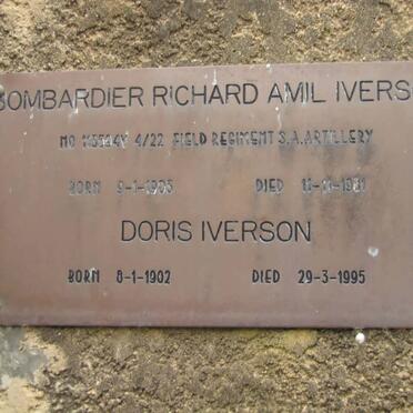 IVERSON Richard Amil 1905-1981 &amp; Doris 1902-1995