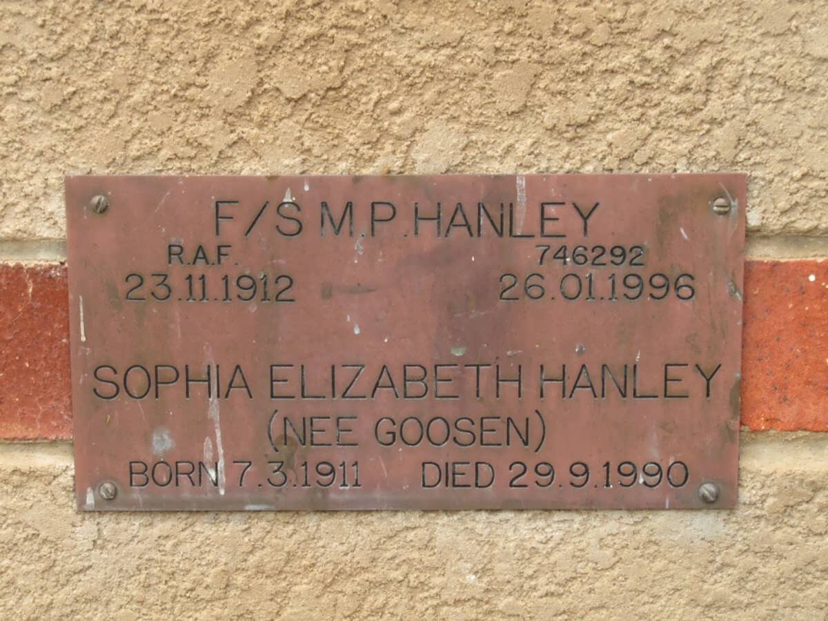 HANLEY M.P. 1912-1996 &amp; Sophia Elizabeth GOOSEN 1911-1990