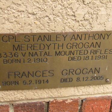 GROGAN Stanley Anthony Meredyth 1910-1991 &amp; Frances 1914-2005