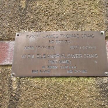 CRAIG James Thomas 1919-2001 &amp; Eleanor Flower GANE 1922-1983