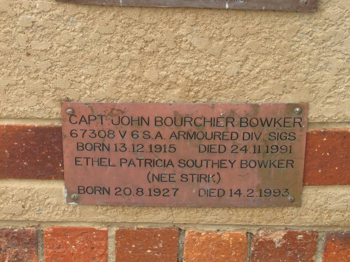 BOWKER John Bourchier 1915-1991 &amp; Ethel  Patricia Southey STIRK 1927-1993