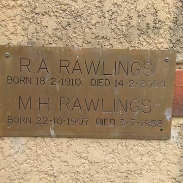 RAWLINGS R.A. 1910-2000 &amp; M.H. 1907-1988