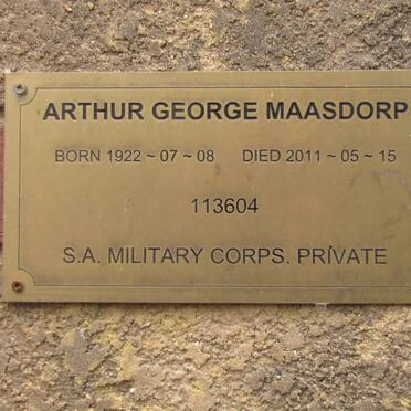 MAASDORP Arthur George 1922-2011