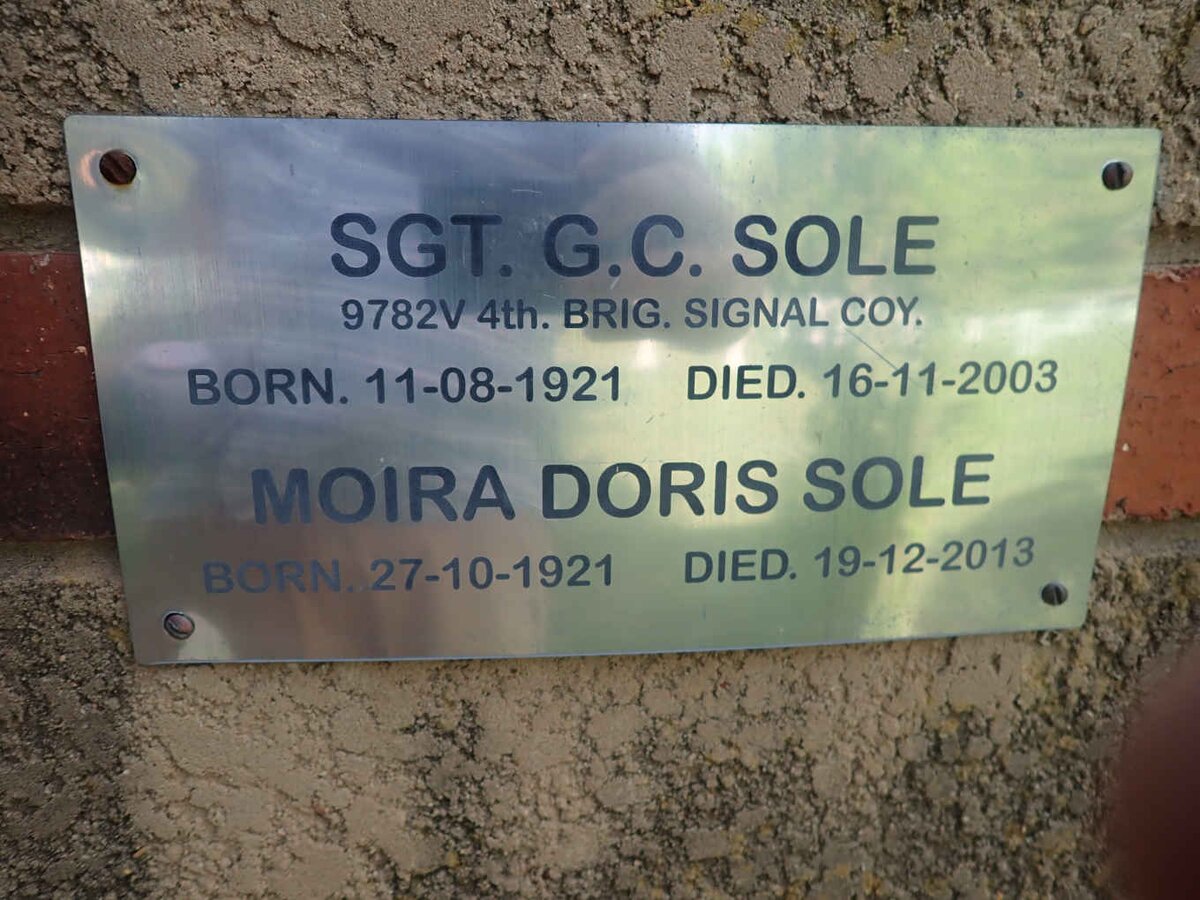 SOLE G.C. 1921-2003 &amp; Moira Doris 1921-2013