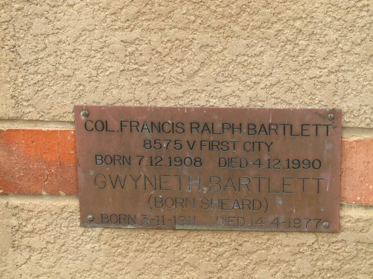 BARTLETT Francis Ralph 1908-1990 &amp; Gwyneth SHEARD 1911-1977