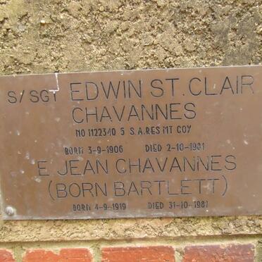 CHAVANNES Edwin St. Clair 1906-1981 &amp; E. Jean BARTLETT 1919-1981