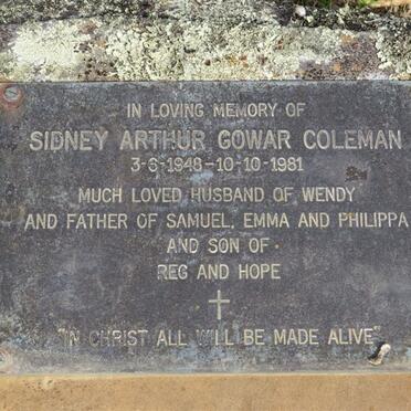 COLEMAN Sidney Arthur Gowar 1948-1981