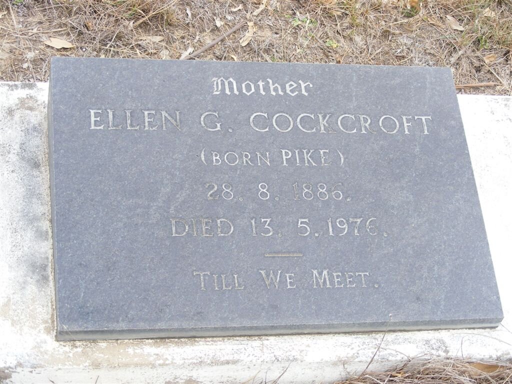 COCKCROFT Ellen G. nee PIKE 1886-1976