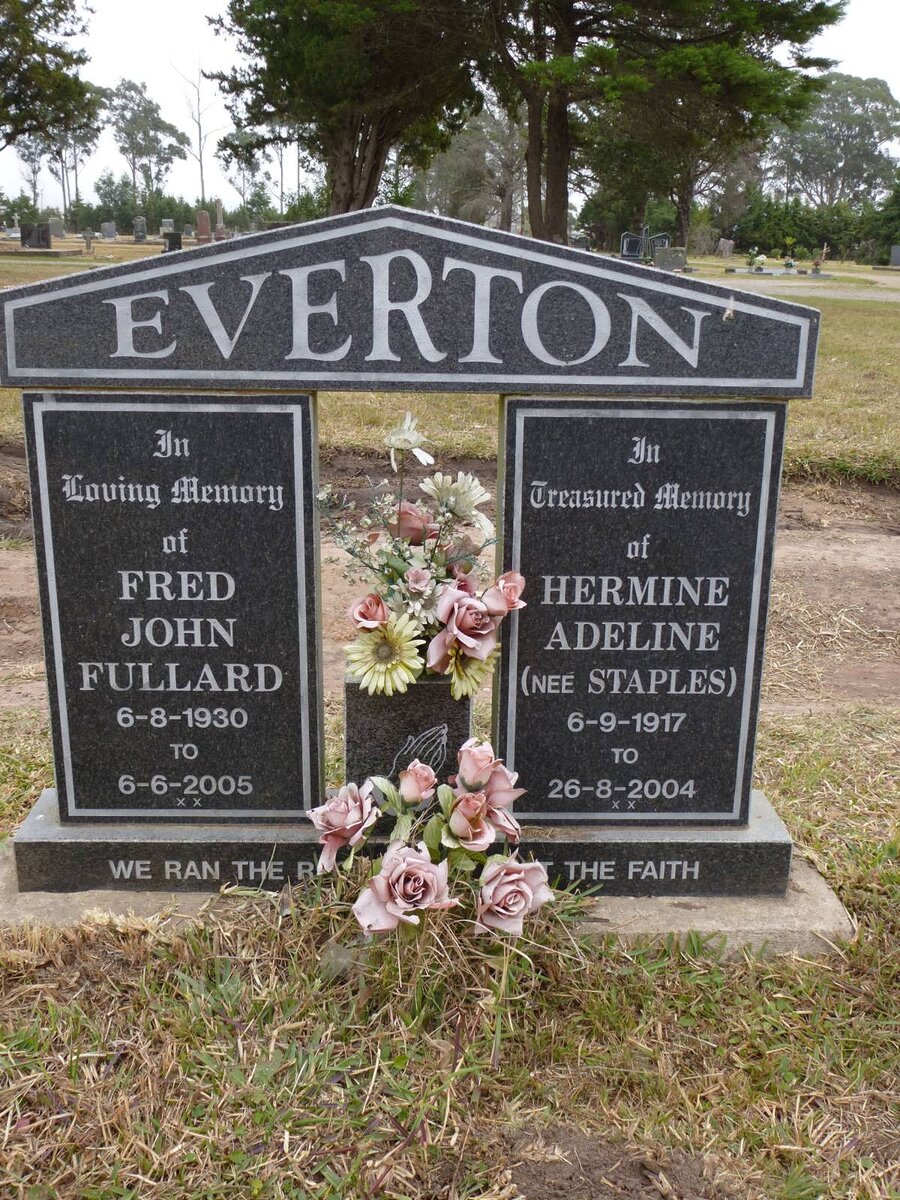 EVERTON Fred John Fullard 1930-2005 &amp; Hermine Adeline STAPLES 1917-2004