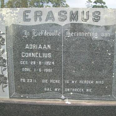 ERASMUS Adriaan Cornelius 1924-1981