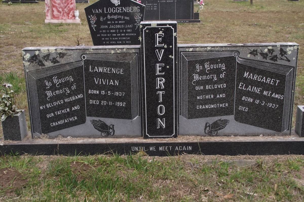 EVERTON Lawrence Vivian 1937-1992 &amp; Margaret Elaine AMOS 1937-