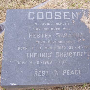 GOOSEN Theunis Christoffel 1909- &amp; Hester Susanna BEZUIDENHOUT 1919-1979