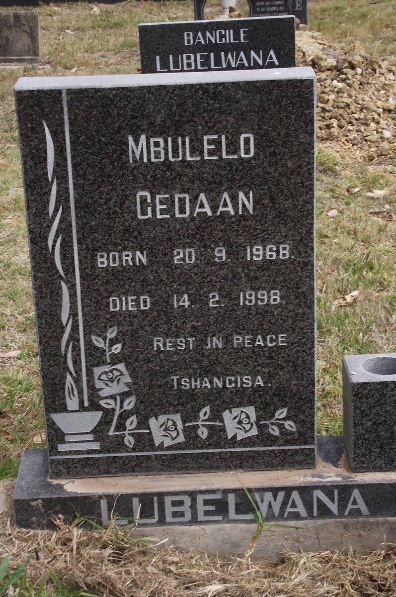 LUBELWANA Mbulelo Gedaan 1968-1998