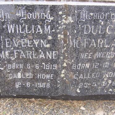 McFARLANE William Evelyn 1915-1988 &amp; Dulcie WEBBER 1912-1979
