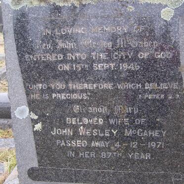 McGAHEY John Wesley -1946 &amp; Eleanor Mary -1971