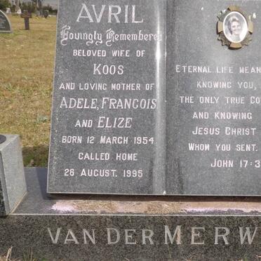MERWE Avril, van der 1954-1995 :: NEL Peter 1920-2003