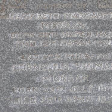 MINNAAR Cornelius Thomas 1887-1952 &amp; Elizabeth Margaret 1893-1951