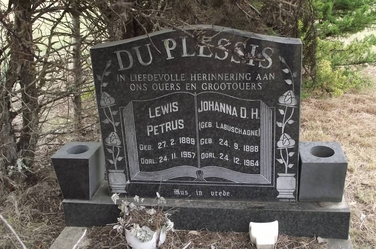 PLESSIS Lewis Petrus, du 1889-1957 &amp; Johanna D.H. LABUSHAGNE 1888-1964