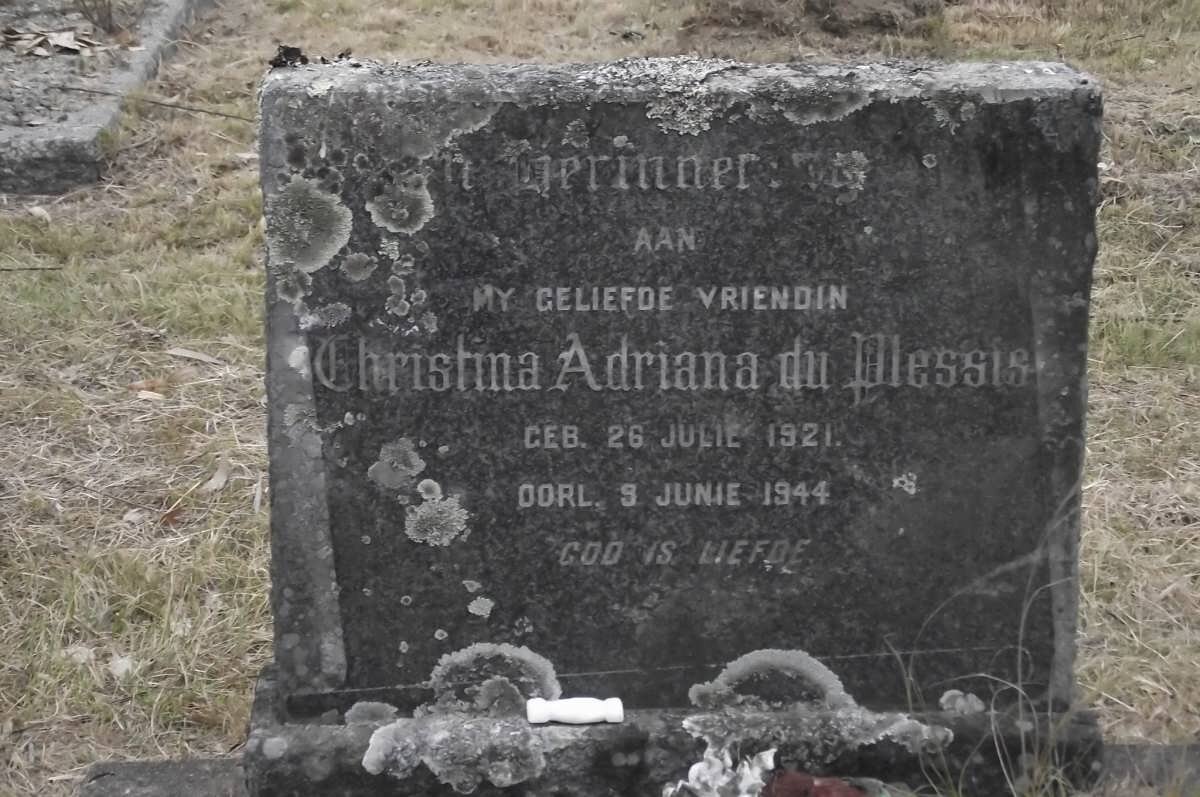 PLESSIS Christina Adriana, du 1921-1944