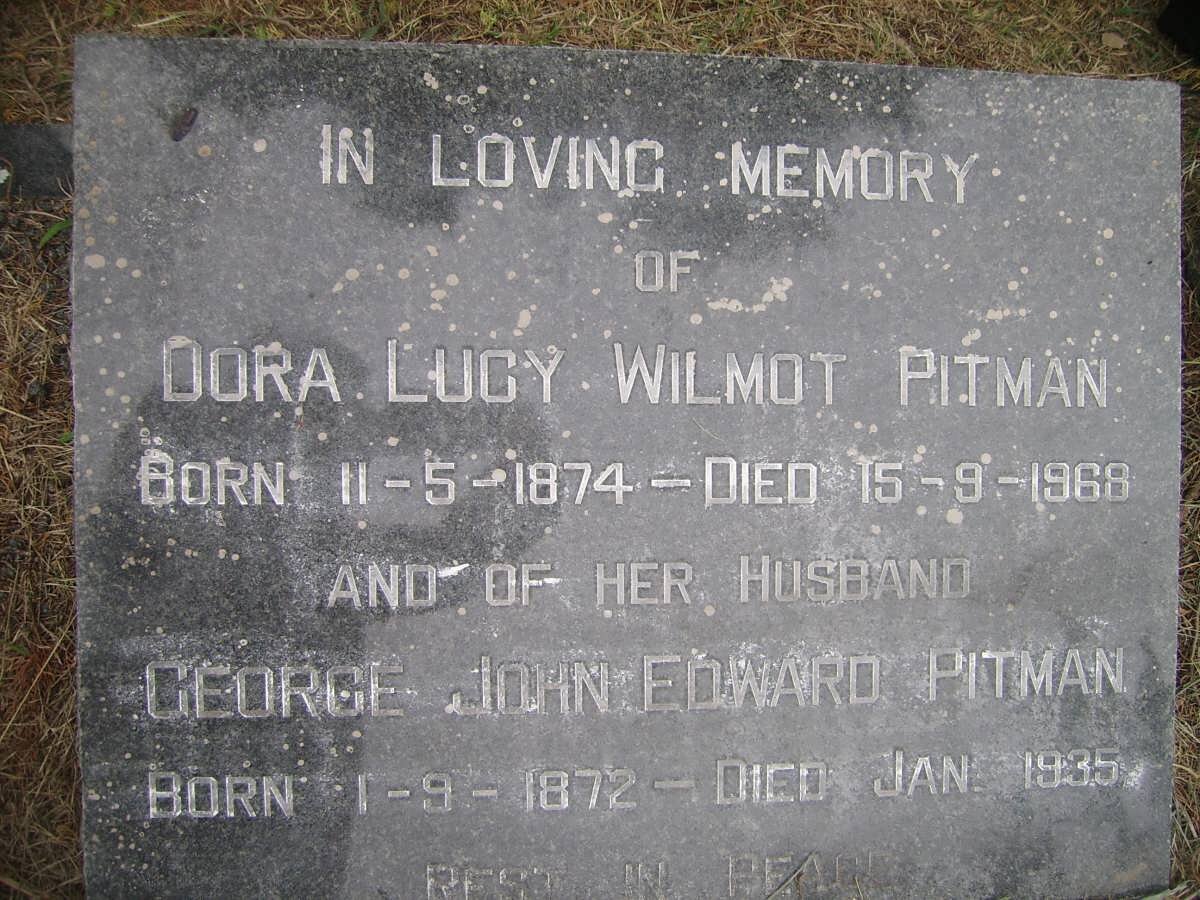 PITMAN George John Edward 1872-1935 &amp; Dora Lucy Wilmot 1874-1968