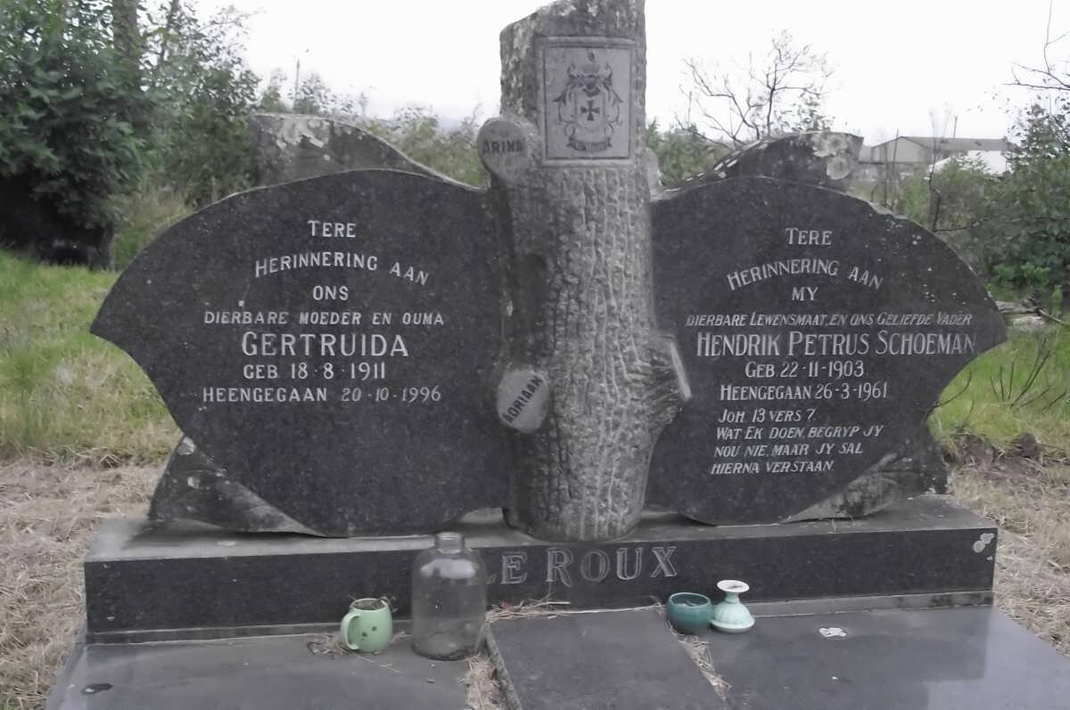 ROUX Hendrik Petrus Schoeman, le 1903-1961 &amp; Gertruida 1911-1996