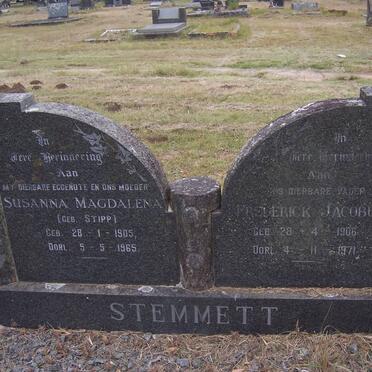 STEMMETT Frederick Jacobus 1906-1971 &amp; Susanna Magdalena STIPP 1905-1965