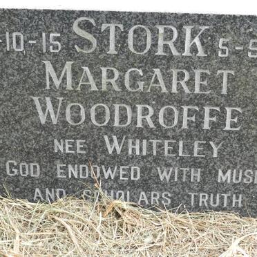 STORK Margaret Woodroffe nee WHITELEY 1915-1997