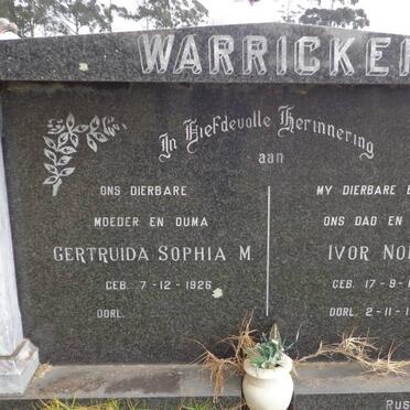 WARRICKER Ivor Norman 1925-1987 &amp; Gertruida Sophia M. 1926-