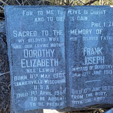 ZIEGLER Frank Joseph 1904-1983 &amp; Dorothy Elizabeth LEWIS 1902-1958