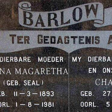 BARLOW Charles 1883-1970 &amp; Helena Magaretha SEAL 1893-1981